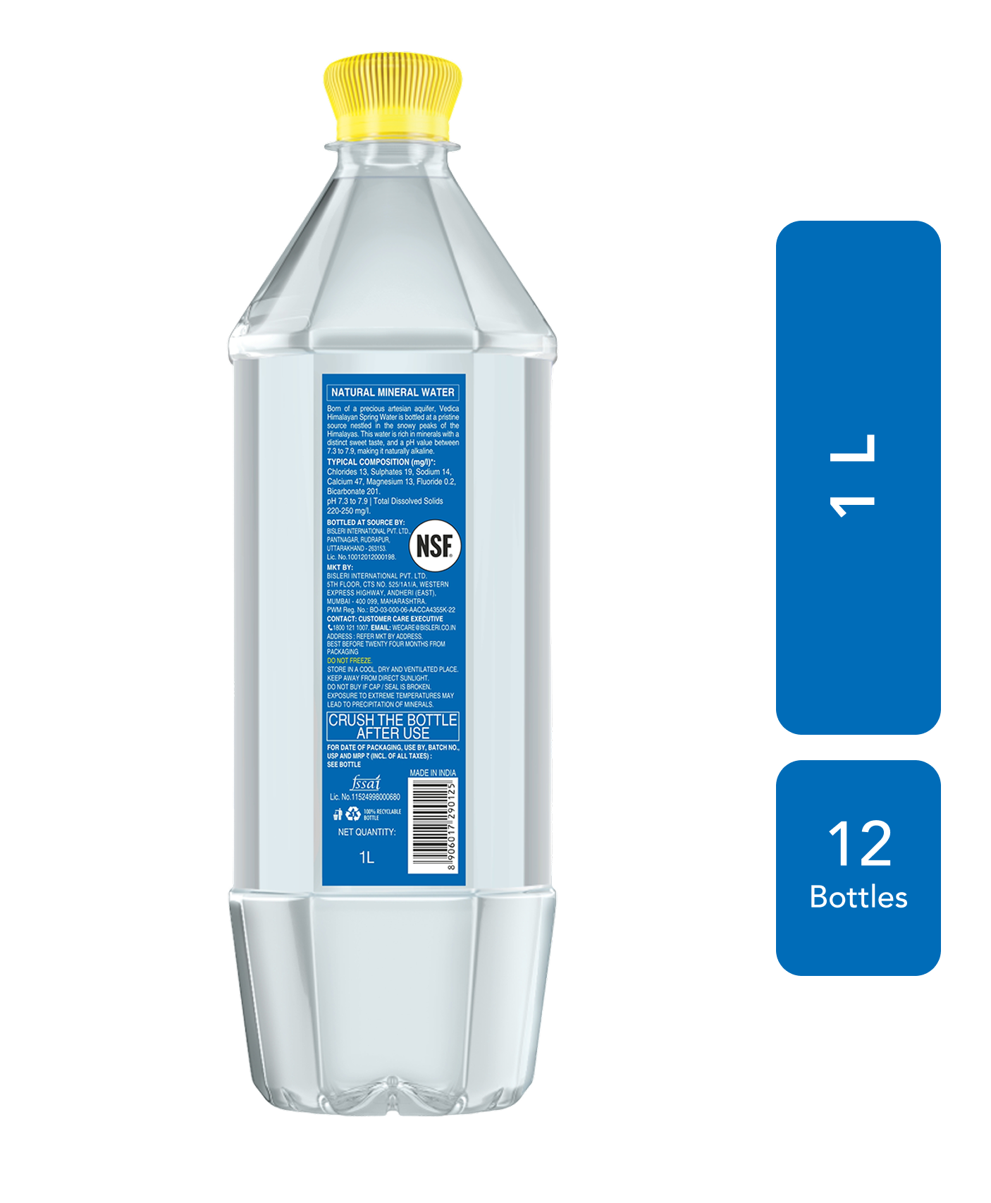 Label on Vedica 1 L Himalayan Spring Water